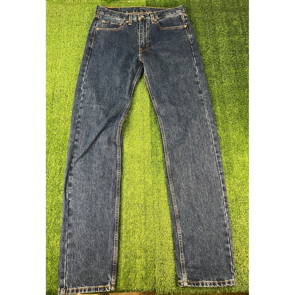 Levis 505 Regular Fit Straight Leg Jeans Dark Wash Blue Mens 32x36 00505-4886